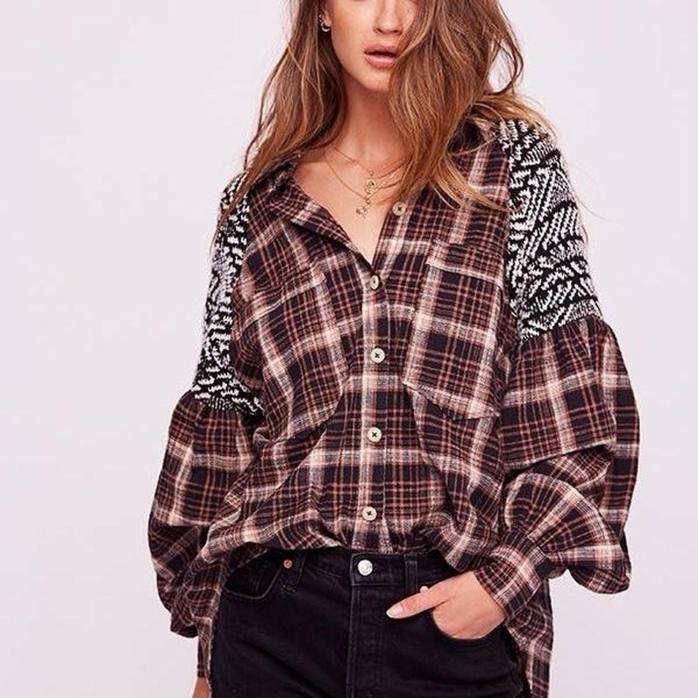 Free People Fireside Nights Plaid Flannel Button-down Shirt